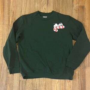 Peanuts Snoopy Candy Cane Green Crewneck Sweater
